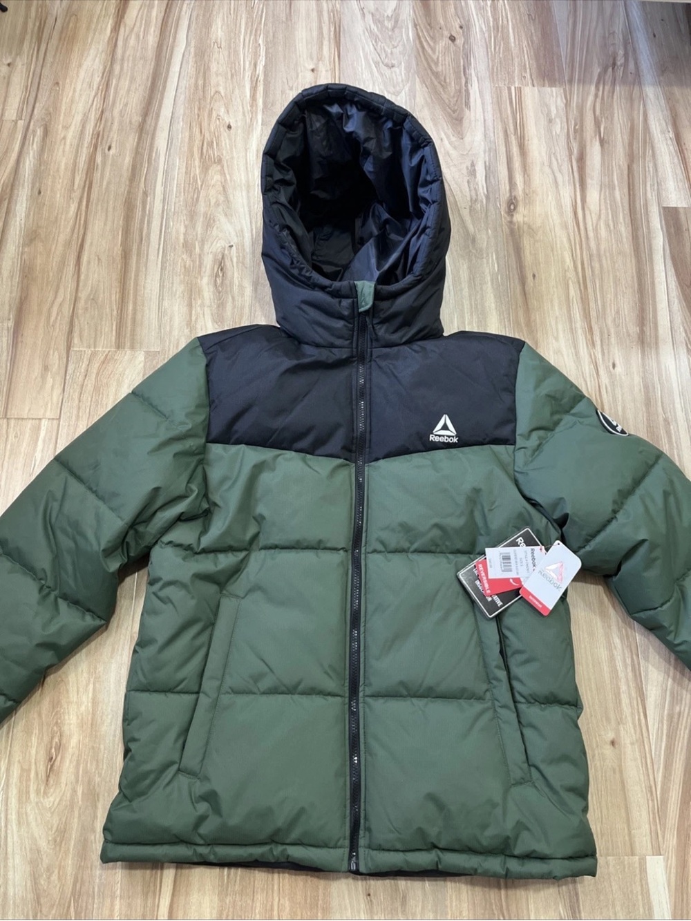 Reebok Olive Green Jacket Reversible with Black Zipper Detailing
